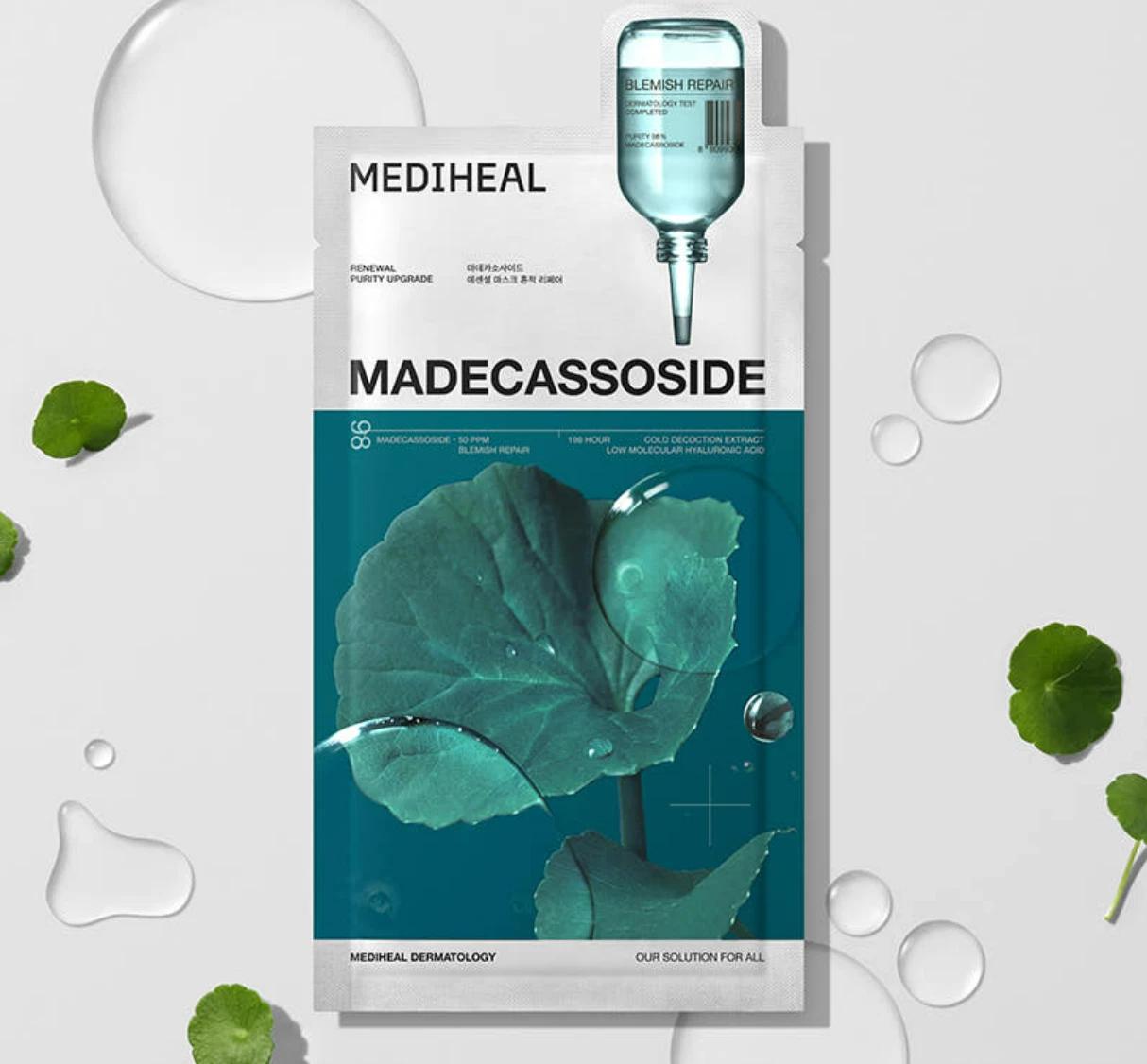 Mediheal Madecassoside Essential Sheet Mask Blemish Repair 11 Pcs.Enhancing Moisture Barrier & Skin Texture Care.