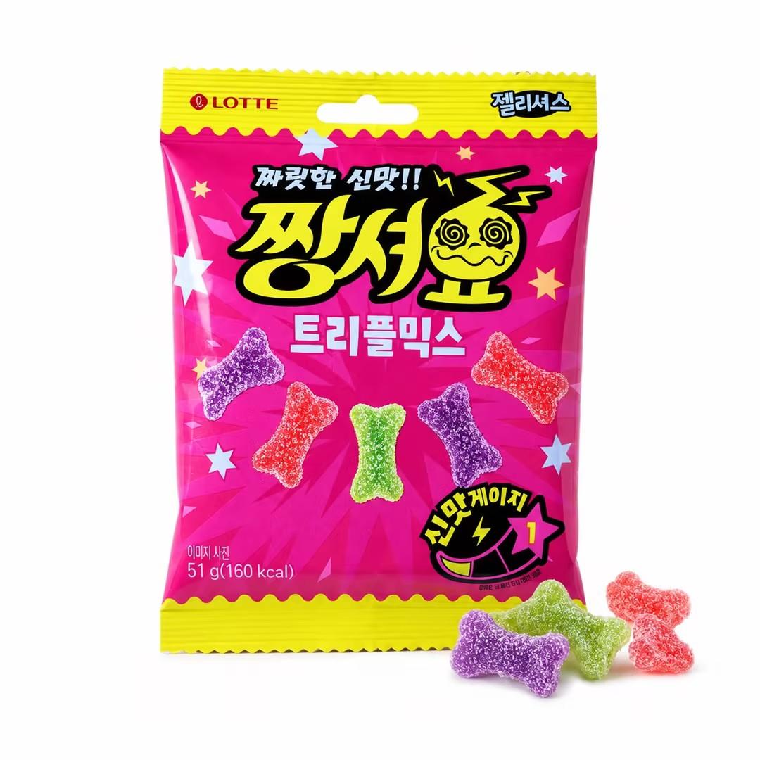Lotte Sour Gummy Candy 51g | Chewy bouncy texture, tangy sour fruity flavor, refreshing taste
