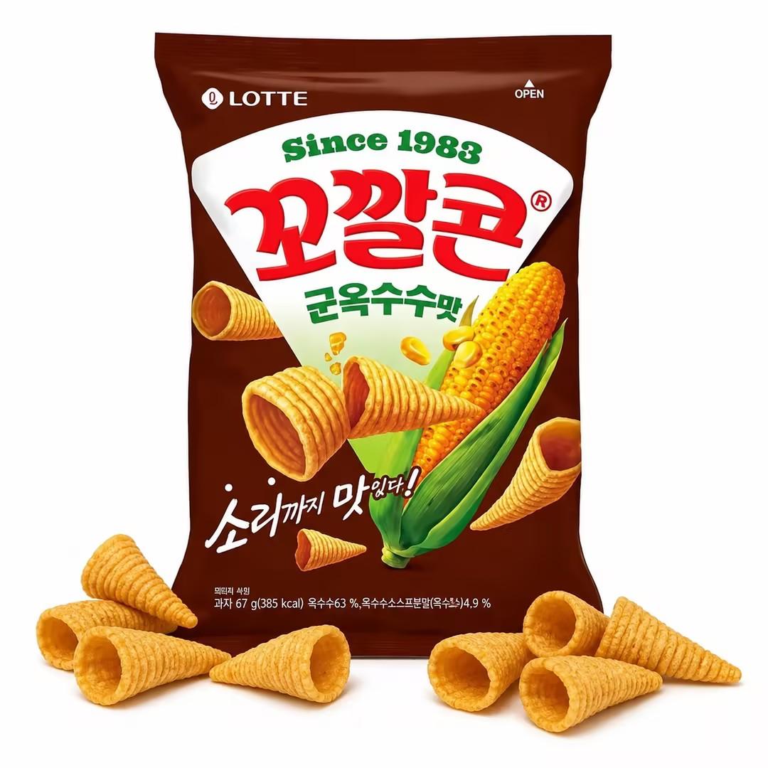 Lotte Kokal Corn Snack (Grilled‑Corn Flavor) 67g