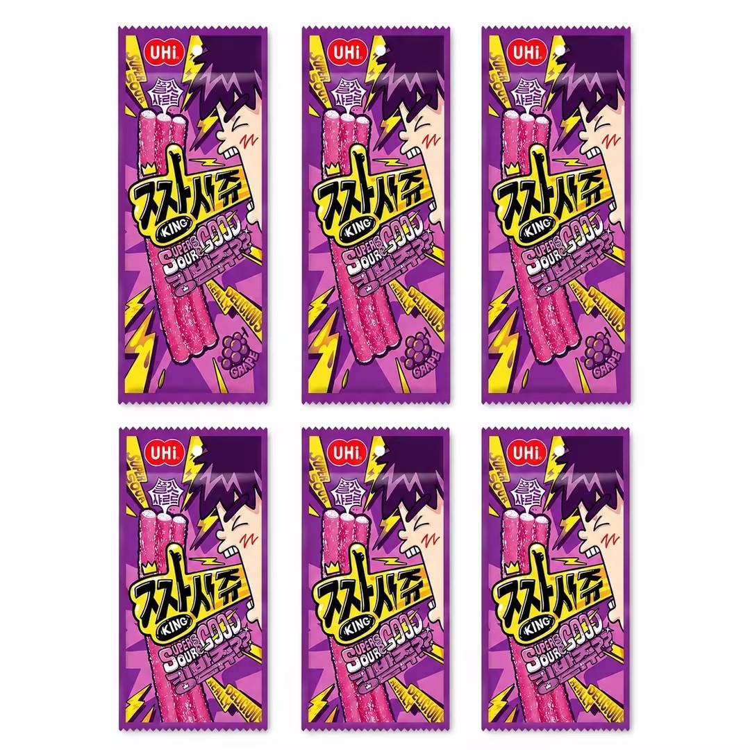 YEM Grape Sour Strip Gummy Candy*6pcs | Tangy sweet grape taste, soft chewy texture, sour outer coating