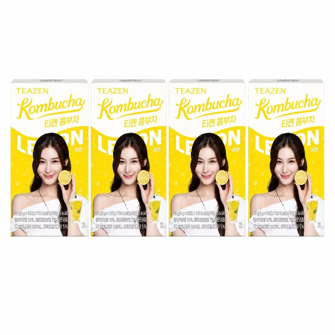 Teazen Lemon Kombucha Zero Sugar Probiotic Tea 10 Sticks Each 2 Boxes