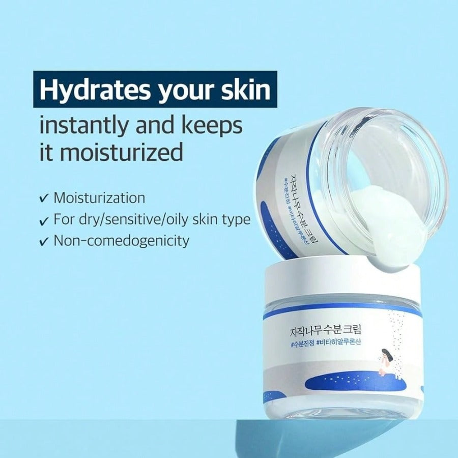 ROUND LAB Birch Juice Moisturizing Cream 80ml / 2.7 Fl.Oz – Deep Hydration, Lightweight Face Moisturizer, Soothing, Sensitive Skin, Oil-Free, Nourishing, Fast-Absorbing, Skin Barrier Repair