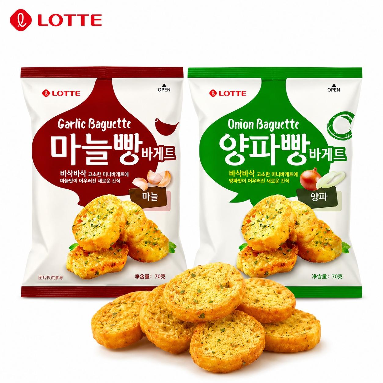 Lotte French Rusk 70g, 2 flavors | Presenting Crispy Texture, Rich Buttery Flavor, Convenient Snack