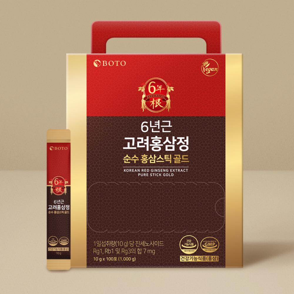 BOTO Korean 6-year-old Red Ginseng Extract Pure Stick Gold 10g X 30 Sticks / 10g*100 Sticks