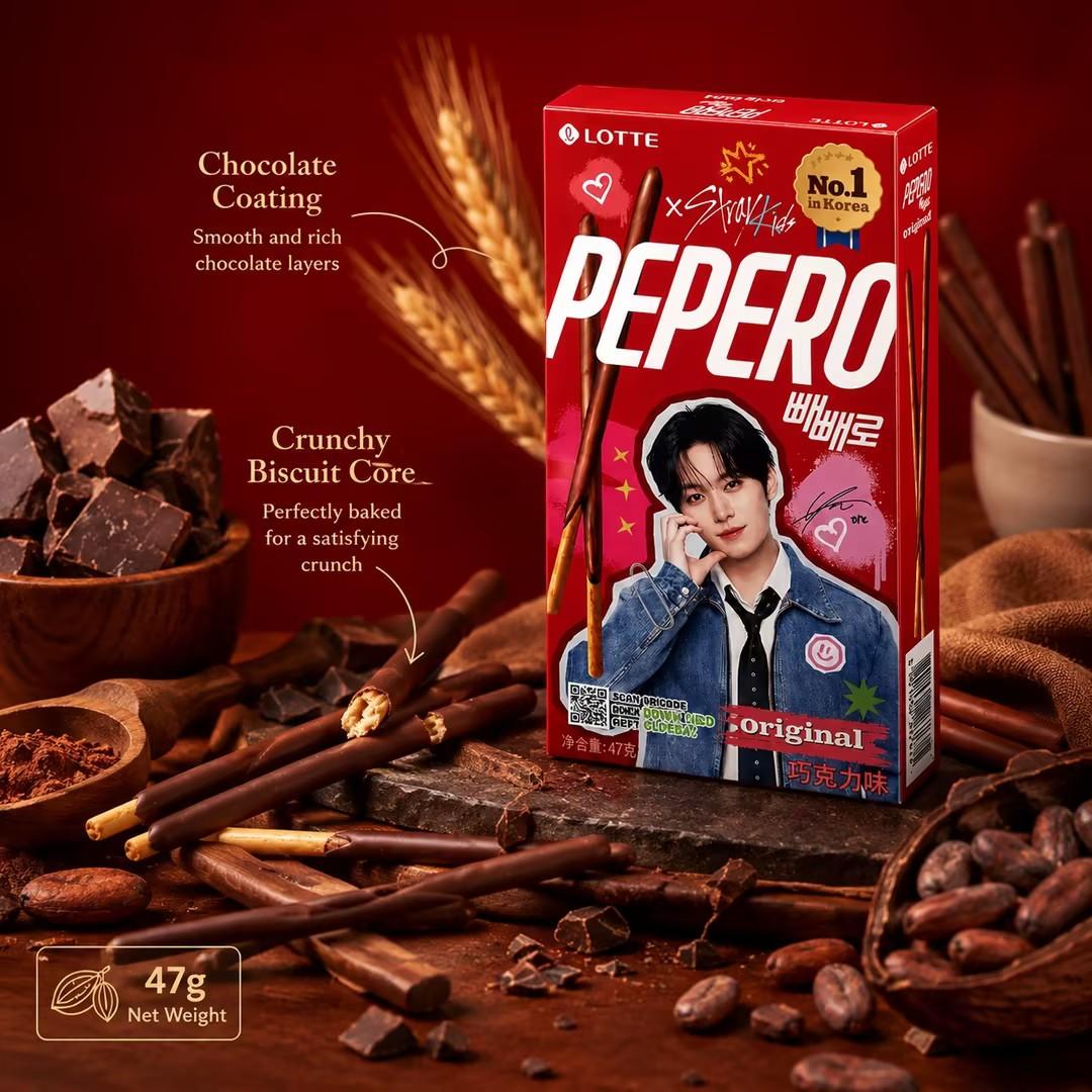Lotte Pepero Chocolate Flavored Biscuit Sticks 47g