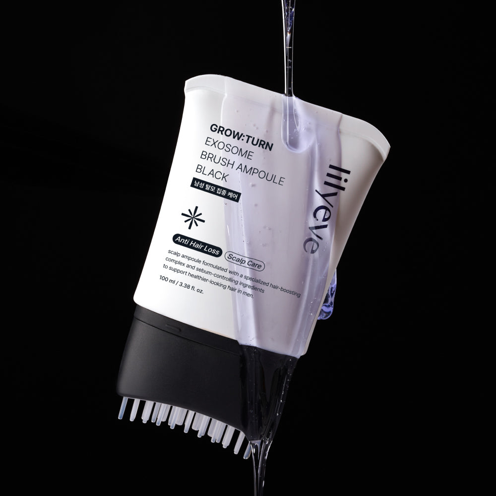 lilyeve Grow Turn Exosome Brush Ampoule Prime 100ml, Built-in Brush,Suit for man,Heartleaf-Derived Exosomes to Revitalize, for Male Pattern Hair Loss, Korean Hair Care,