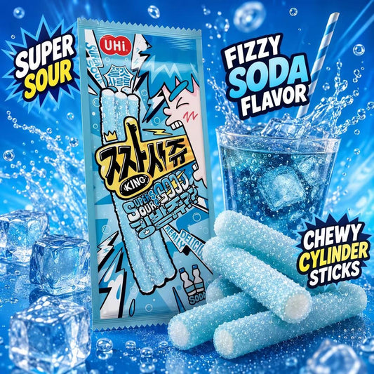 YEM Soda Flavor Sour Strip Gummy Candy 2pcs | Refreshing soda taste, chewy texture, sour sugar coating