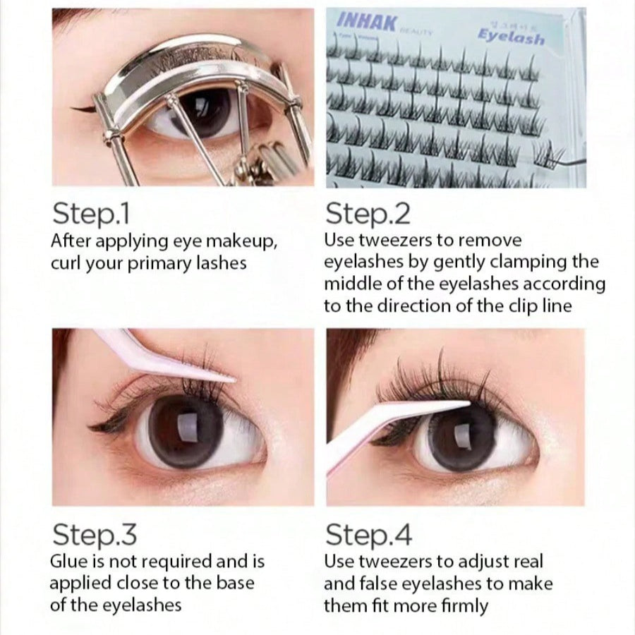 INHAK Upgrade Glue-Free Eyelash – Natural Curl, Self-Adhesive, No Glue Needed, Reusable, Lightweight & Comfortable False Lashes For Effortless Application