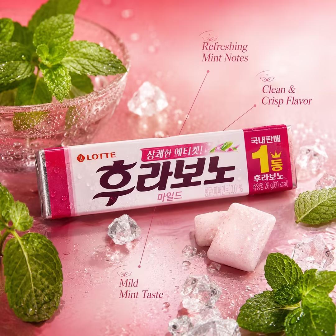 Lotte Red Mint‑flavored Chewing Gum 26g Refreshing mint taste, brings comfortable oral‑fresh feeling