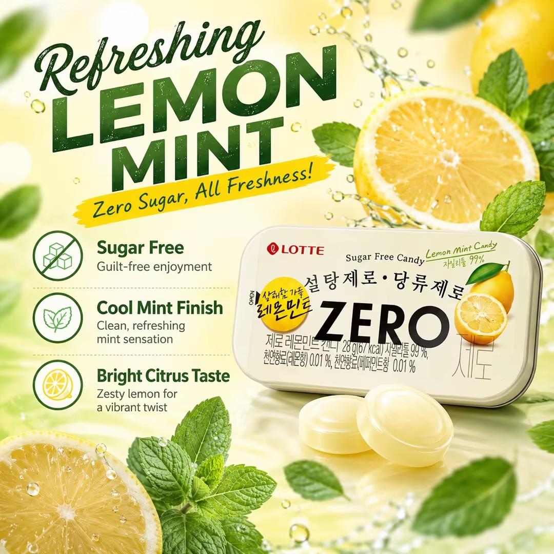 LOTTE Zero Mint Candy #Lemon 28g