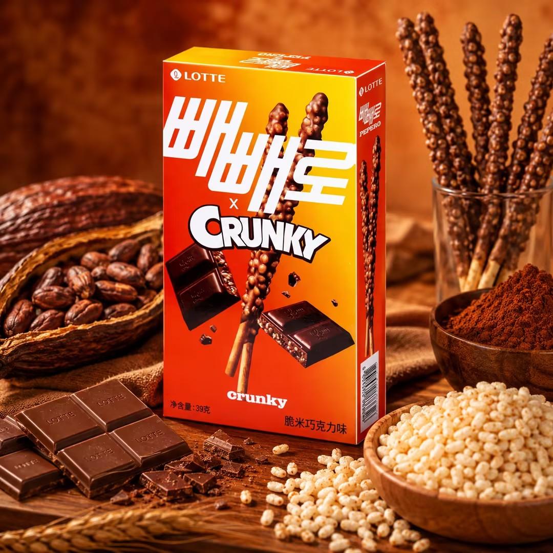 Lotte Pepero Crispy Rice Chocolate Biscuit Sticks 39g