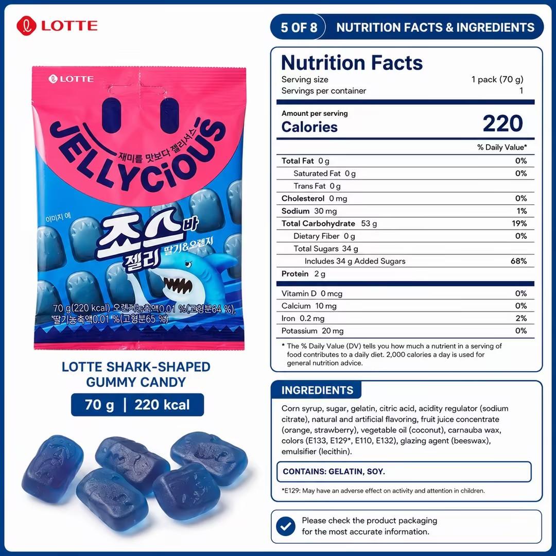 Lotte Shark‑Shaped Gummy Candy 70g