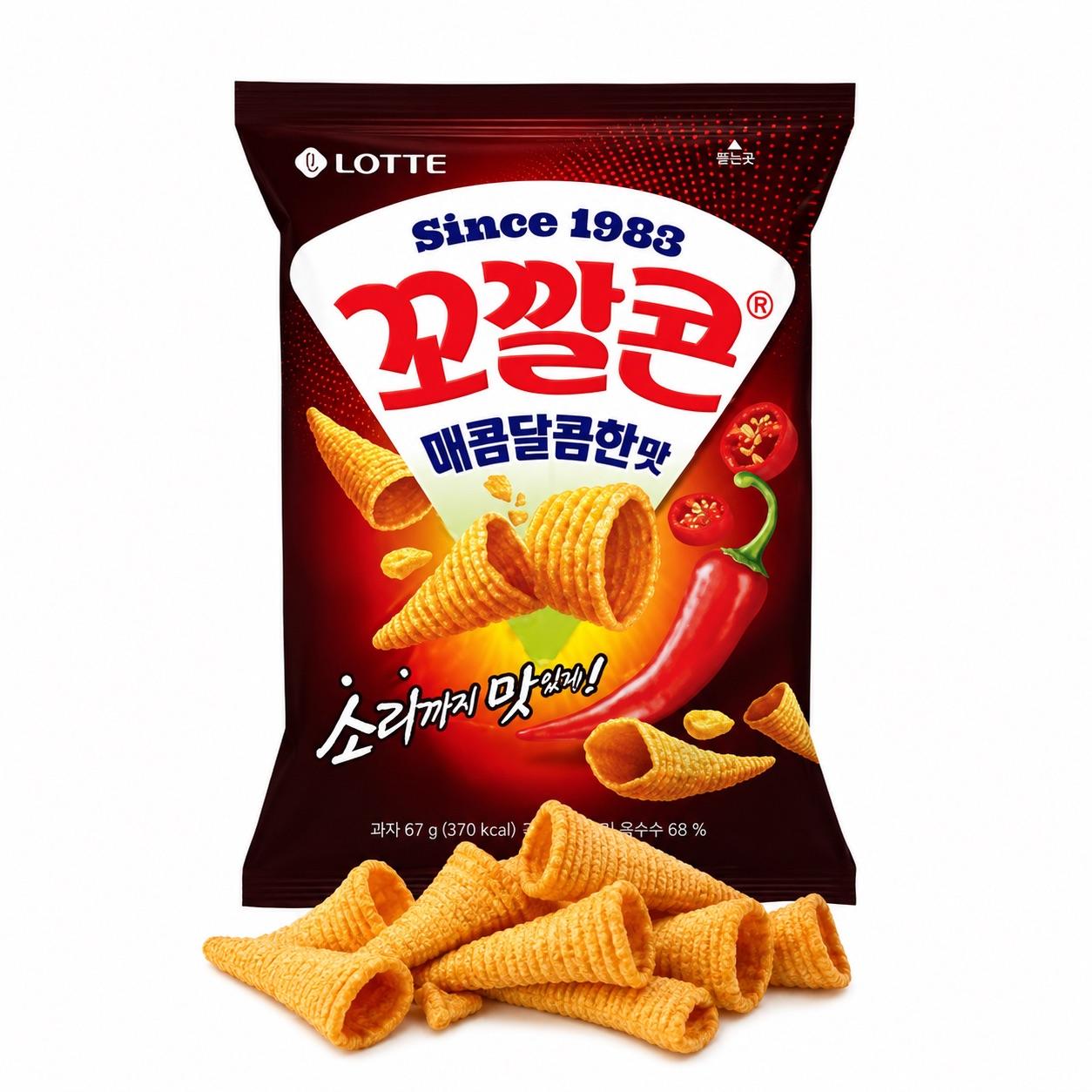 Lotte Kokkal Corn Snack (Sweet‑Spicy Flavor) 67g