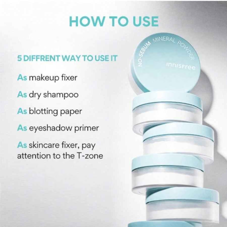 Innisfree No-Sebum Mineral Pact Oil-Control & Pore-Blurring Pressed Powder (8.5g / 0.3 Oz) ,No-Sebum Mineral Powder Oil-Control & Matte Finish (5g / 0.17 Oz)