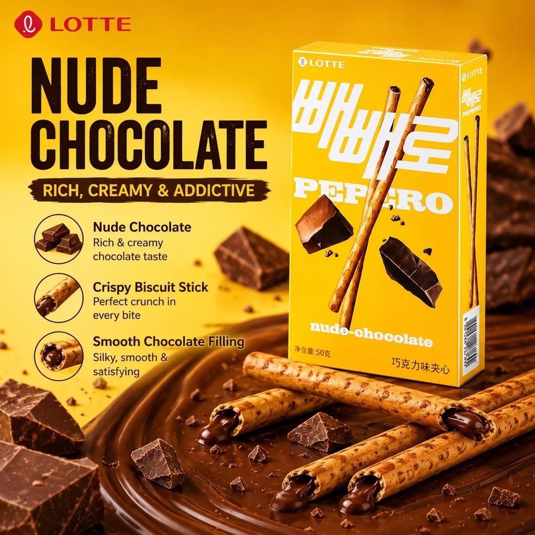 Lotte Pepero Chocolate Filled Biscuit Sticks 45g