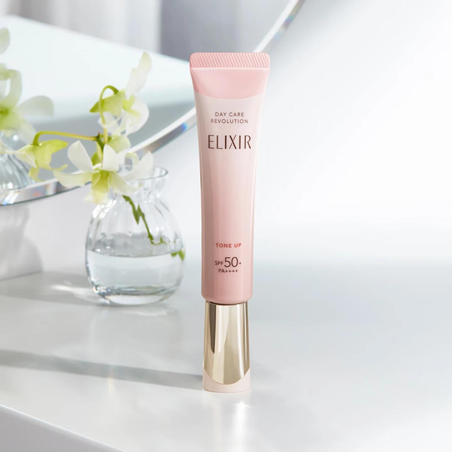 Shiseido Elixir Day Care Multifunctional Tone Up Emulsion Baby Pink SPF 50+   35g