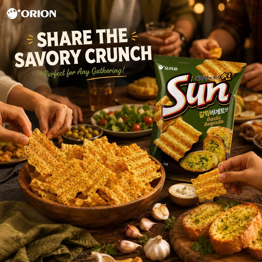 ORION Wavy Corn Chips French Garlic Bread Flavor 70g