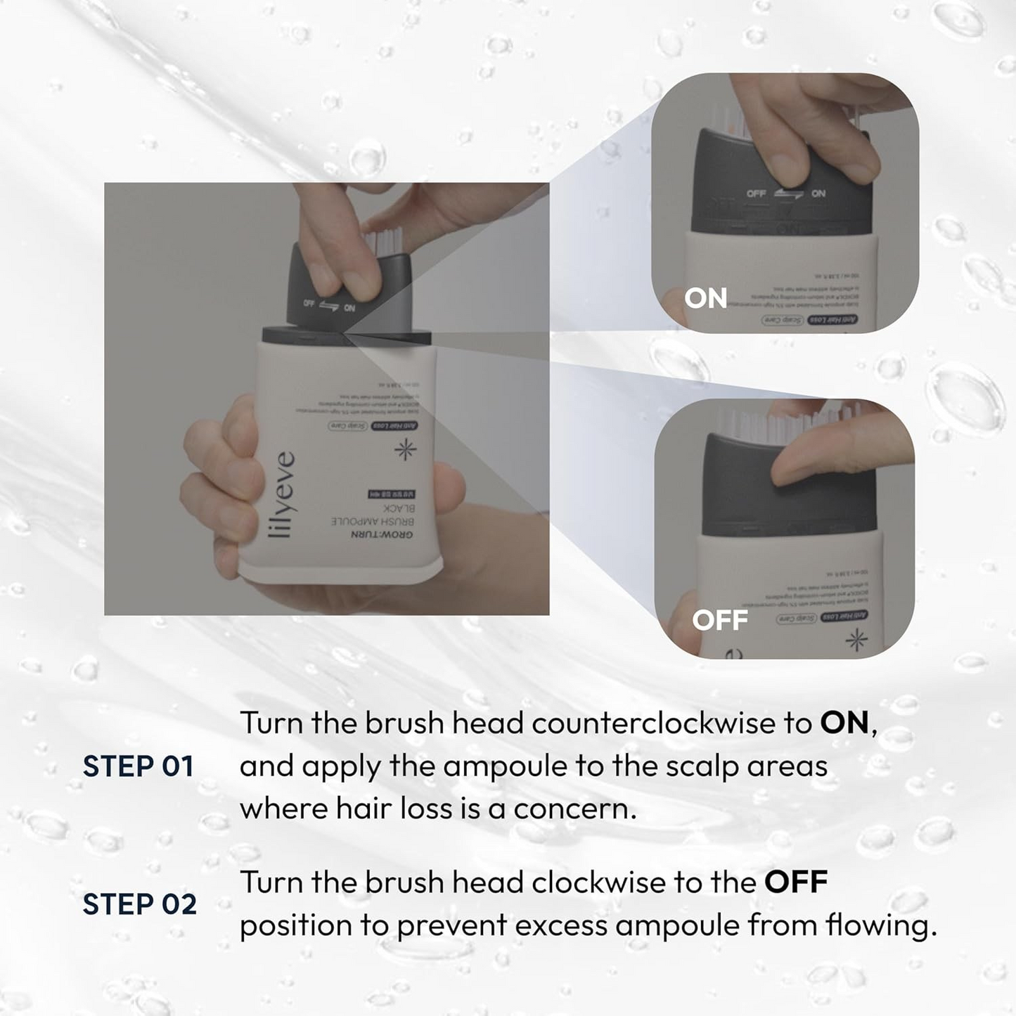 lilyeve Grow Turn Exosome Brush Ampoule Prime 100ml, Built-in Brush,Suit for man,Heartleaf-Derived Exosomes to Revitalize, for Male Pattern Hair Loss, Korean Hair Care,