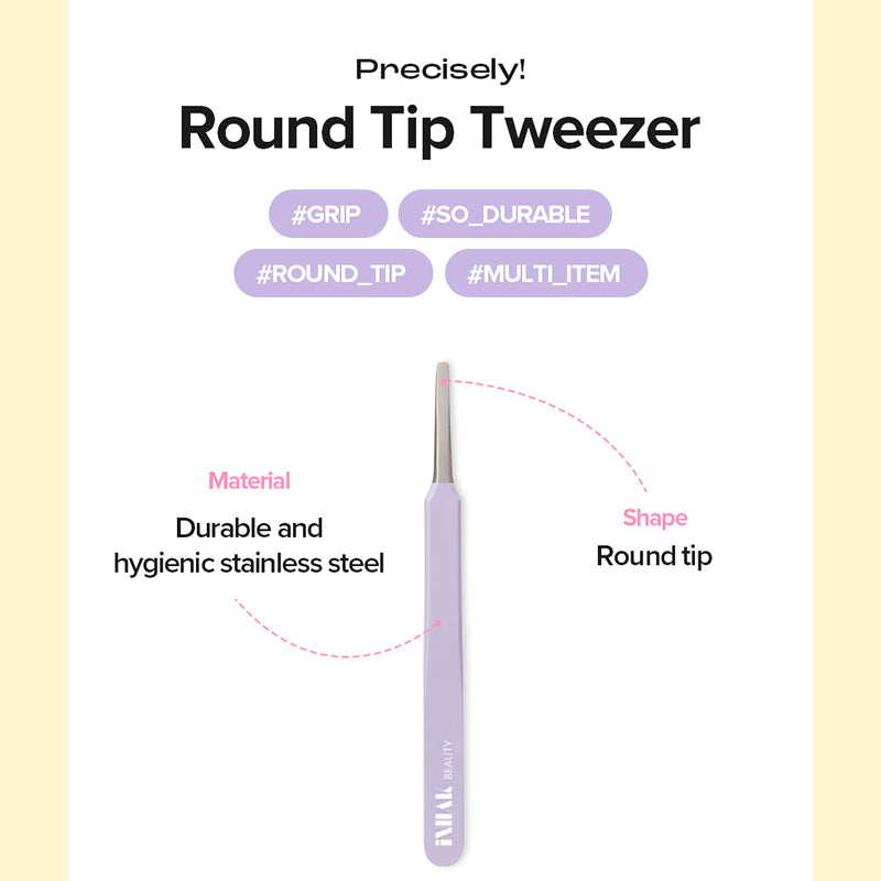INHAK Round Tip Tweezer | eyelash comb eye lash makeup Tools Curler idol 40g