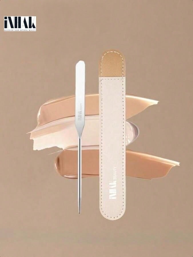 INHAK Stainless Steel Makeup Spatula - Professional Cosmetic Mixing Tool For Foundation, Cream & Skincare, Portable & Easy To Clean