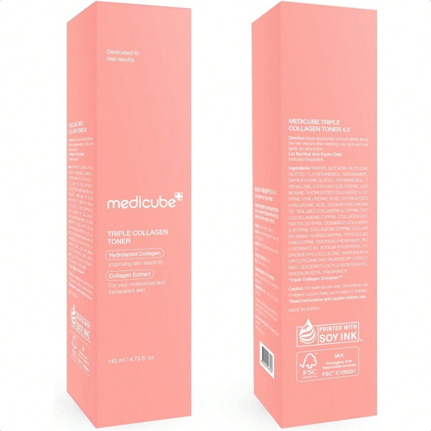 Medicube Triple Collagen Toner 140ml/4.73 Oz - Hydrolyzed, Atelo, & Soluble Collagen For Deep Hydration & Plump Skin