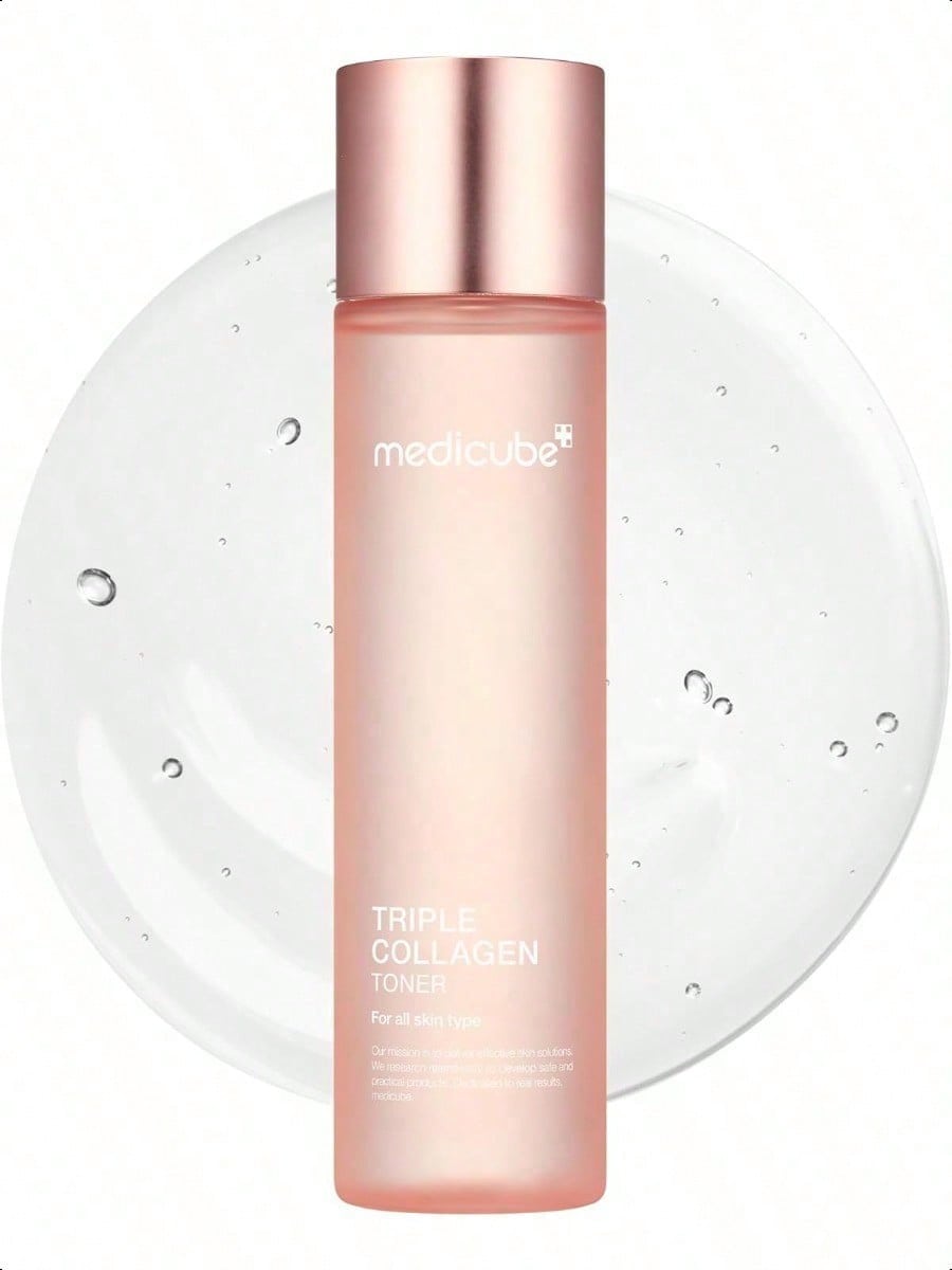 Medicube Triple Collagen Toner 140ml/4.73 Oz - Hydrolyzed, Atelo, & Soluble Collagen For Deep Hydration & Plump Skin