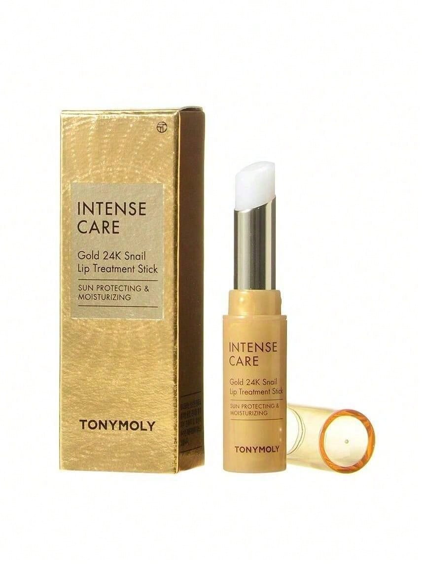 TONYMOLY Intense Care Gold 24K Snail Lip Treatment Stick 3.5g / 0.12oz – Nourishing, Moisturizing & Repairing Lip Balm, Smooth & Plump Lips, Anti-Aging, Soft & Glossy Finish
