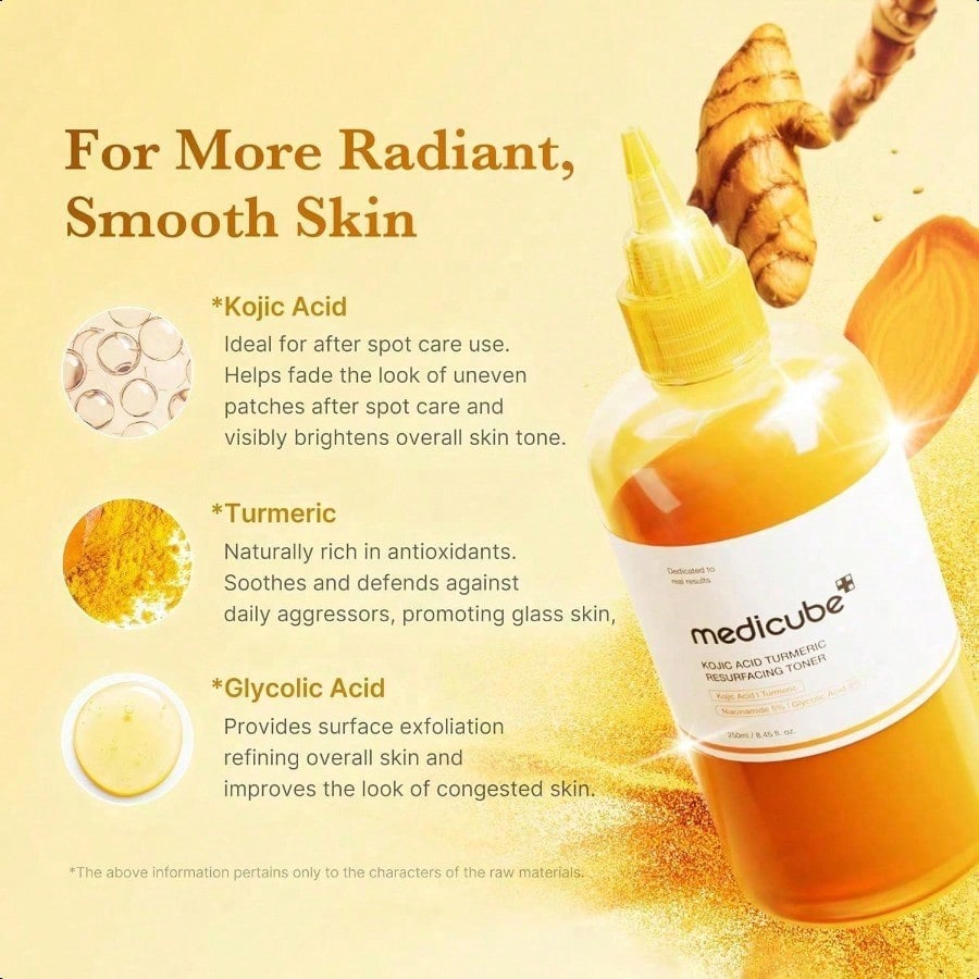 Medicube Kojic Acid Turmeric Smoothing Toner For Face & Body |250ml