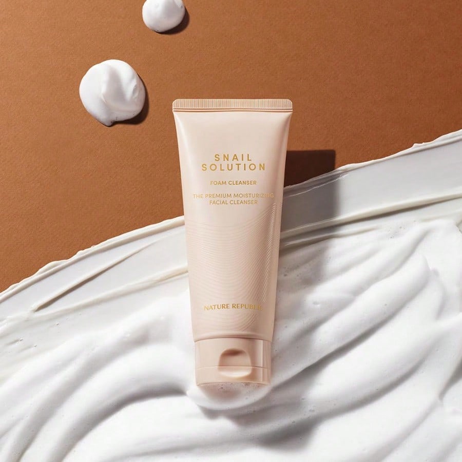 Nature Republic Snail Solution Foam Cleanser – 150ml | Hydrating & Brightening Face Wash with Snail Mucin