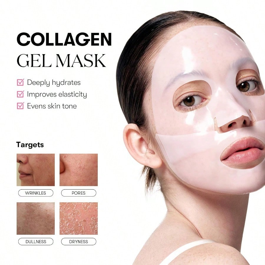 VT  COSMETICS Collagen Reedle Shot 100 2-Step Hydrogel Mask(34.5gx4ea), Intensive Firming, Exosome 500Da Collagen, Fine Lines, Overnight Melting Mask, Korean Facial Mask, Pink Collagen