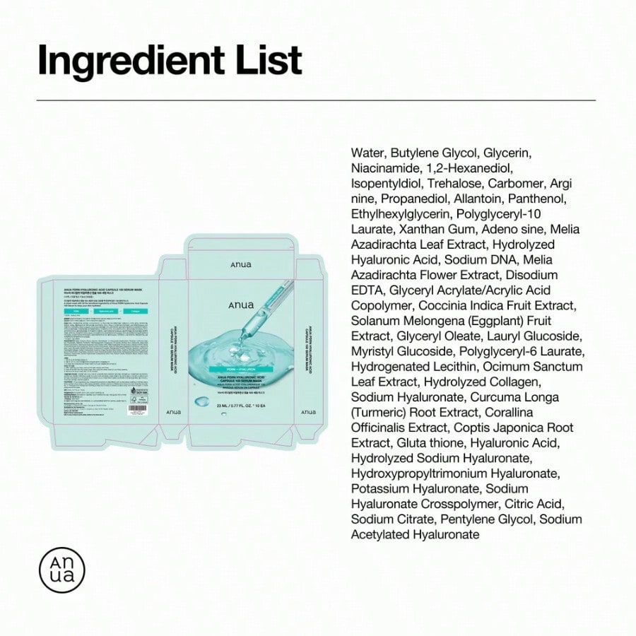 ANUA PDRN Hyaluronic Acid Capsule 100 Serum Mask 1ea