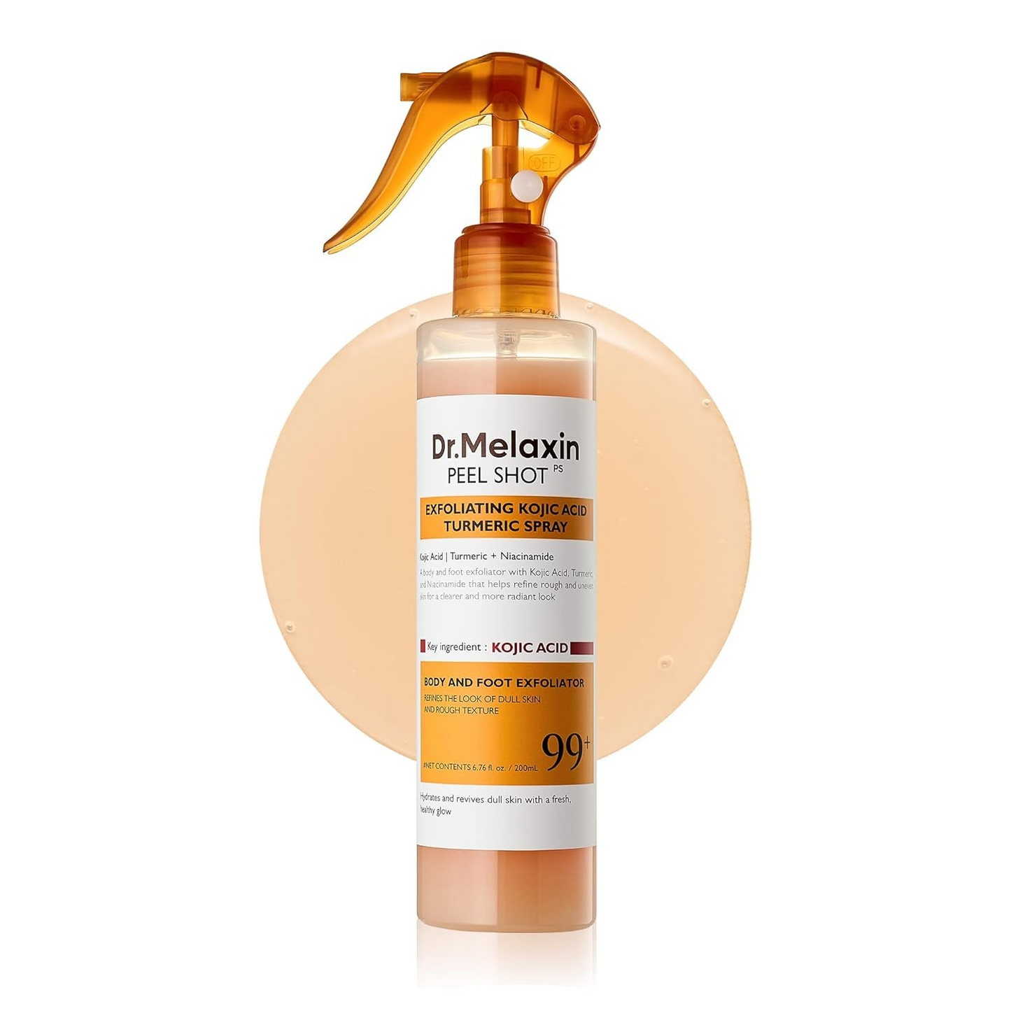 Dr.Melaxin Peel Shot Kojic Acid Turmeric Body Exfoliator Spray 200ml/6.76 fl.oz - AHA PHA Niacinamide Body Scrub for KP Bumps, Dark Spots, Uneven Skin Tone, Dead Skin, Korean Skin Care