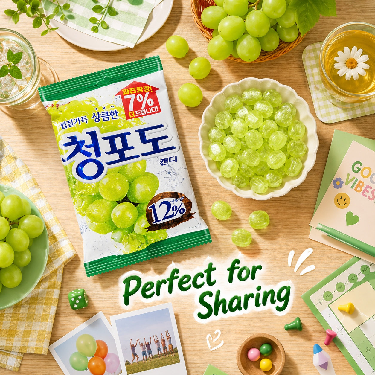 Lotte Green Grape Flavored Hard Candies 153g | Rich Green Grape Flavor, Sweet Taste, Convenient Snack