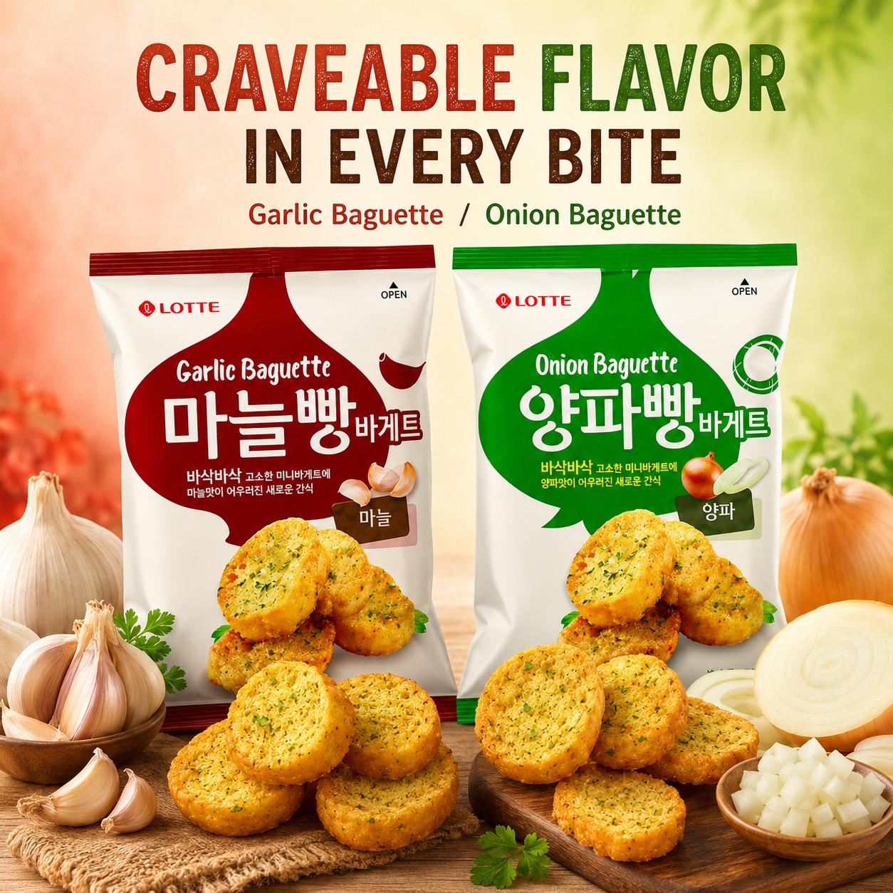 Lotte French Rusk 70g, 2 flavors | Presenting Crispy Texture, Rich Buttery Flavor, Convenient Snack