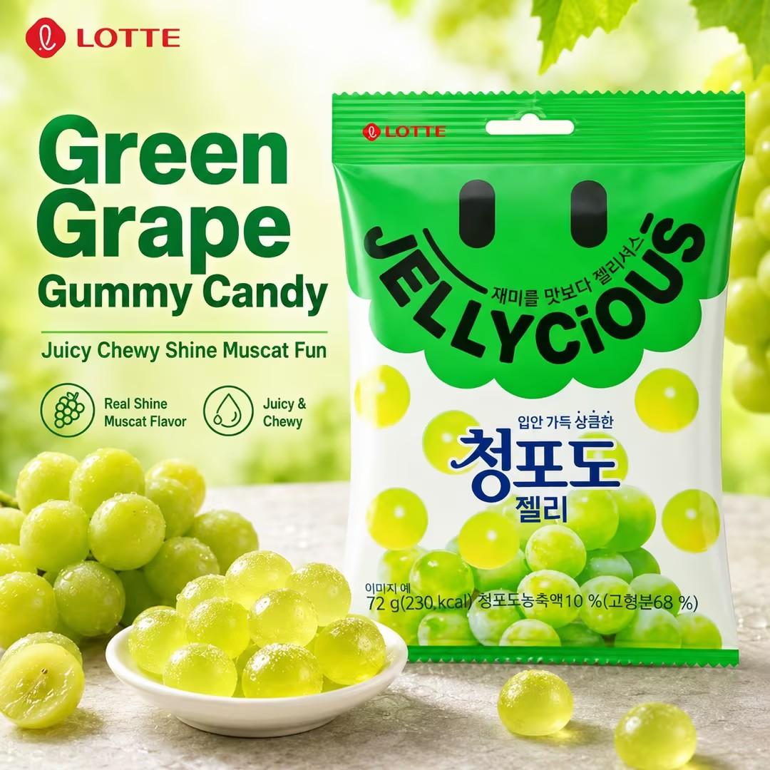 Lotte Green Grape Gummy Candy 72g