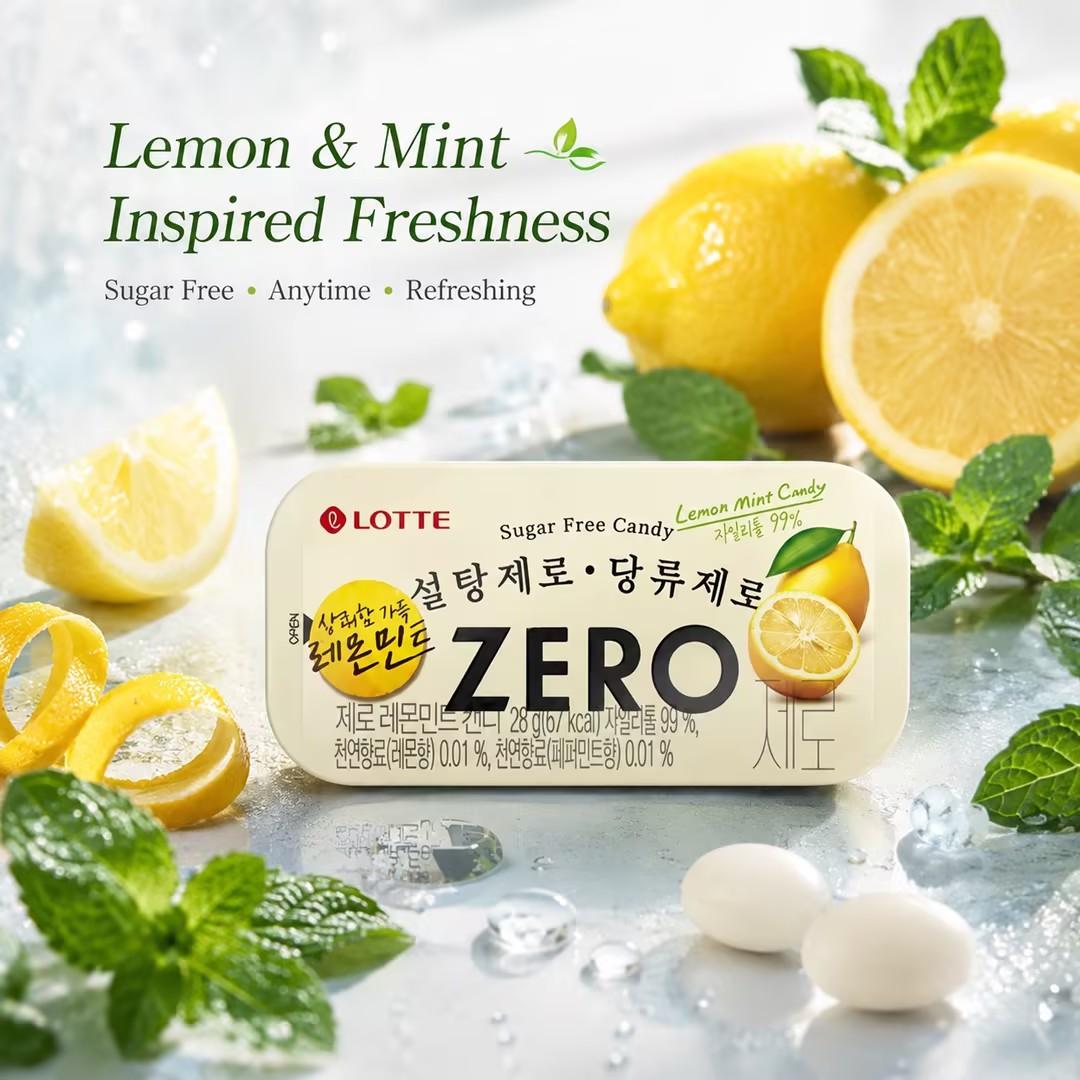 LOTTE Zero Mint Candy #Lemon 28g
