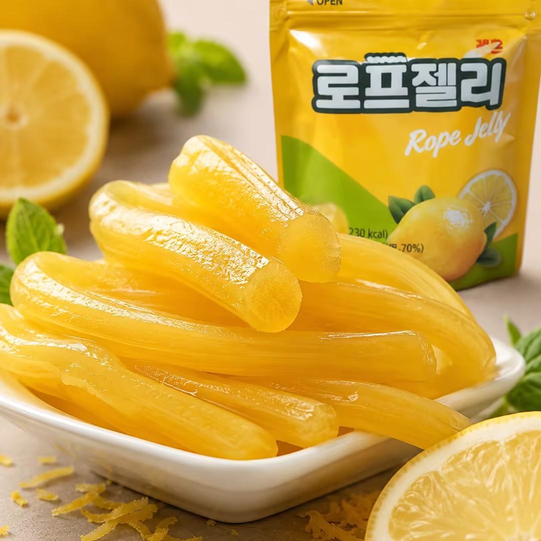 YEM Lemon Flavored Long Strip Candy 60g | Refreshing sour-sweet lemon taste, chewy elastic texture, slender strip shape