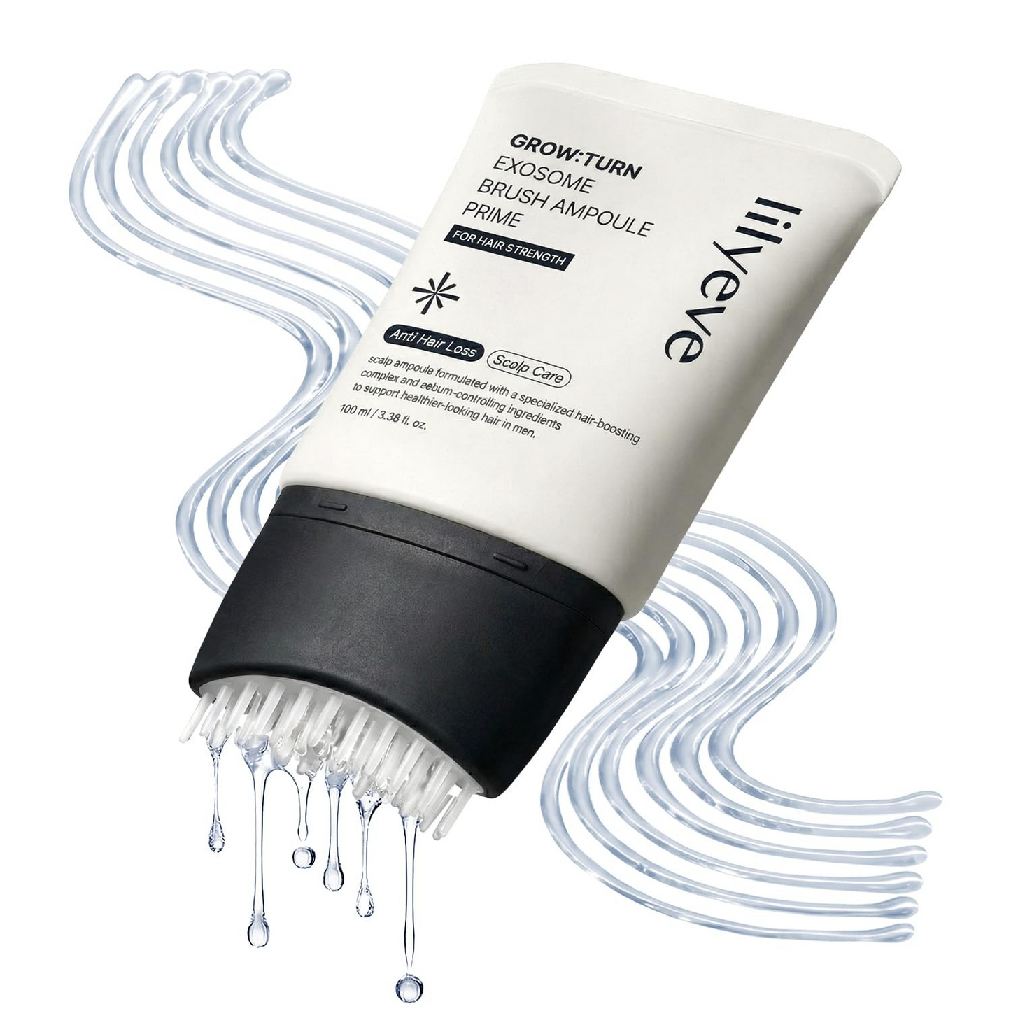lilyeve Grow Turn Exosome Brush Ampoule Prime 100ml, Built-in Brush,Suit for man,Heartleaf-Derived Exosomes to Revitalize, for Male Pattern Hair Loss, Korean Hair Care,