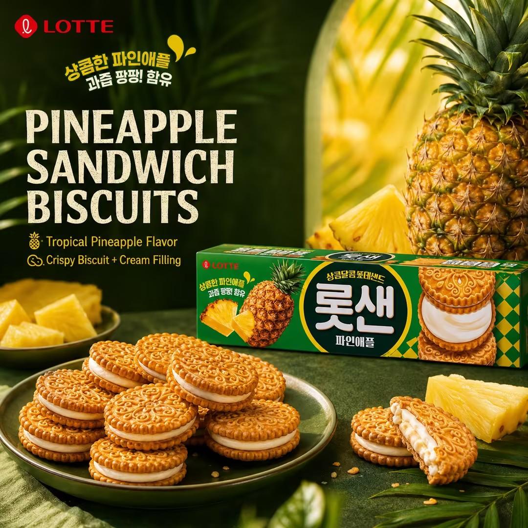 Lotte Pineapple Filled Biscuits 105g
