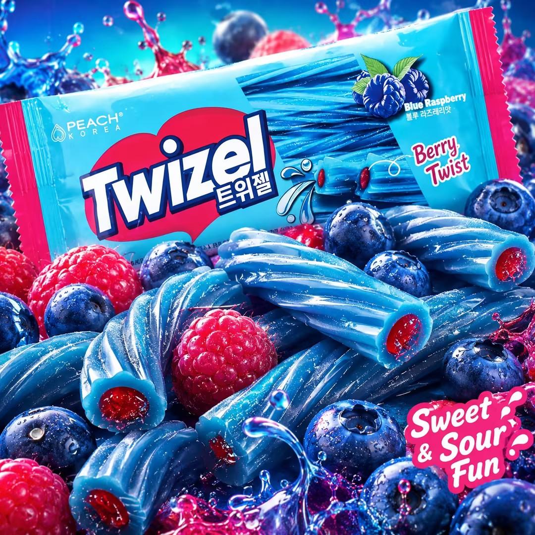 YEM Blueberry Raspberry Long Strip Filled Gummy Candy 70g | Sweet berry taste, bouncy gummy texture, rich fruit filling