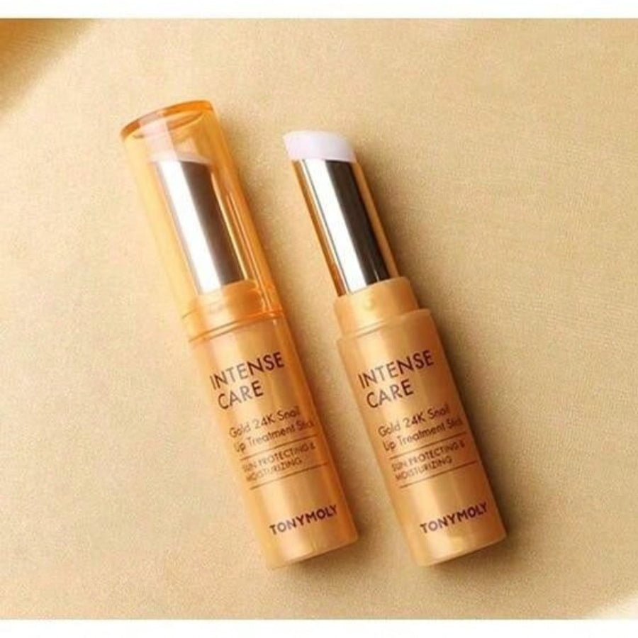 TONYMOLY Intense Care Gold 24K Snail Lip Treatment Stick 3.5g / 0.12oz – Nourishing, Moisturizing & Repairing Lip Balm, Smooth & Plump Lips, Anti-Aging, Soft & Glossy Finish
