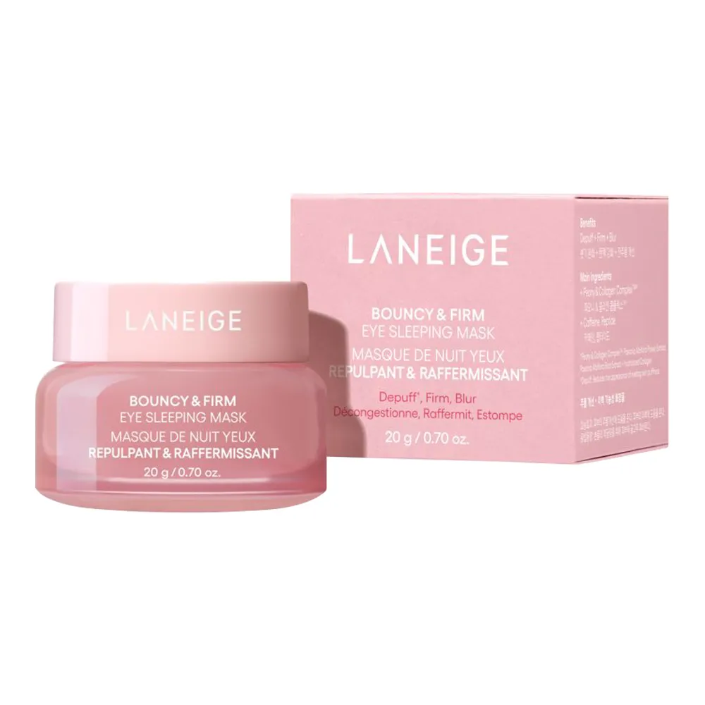 LANEIGE Bouncy & Firm Eye Sleeping Mask 20ml: Depuff and Firm with Peony & Collagen Complex, Ceramide, & 5D Hyaluronic Acid