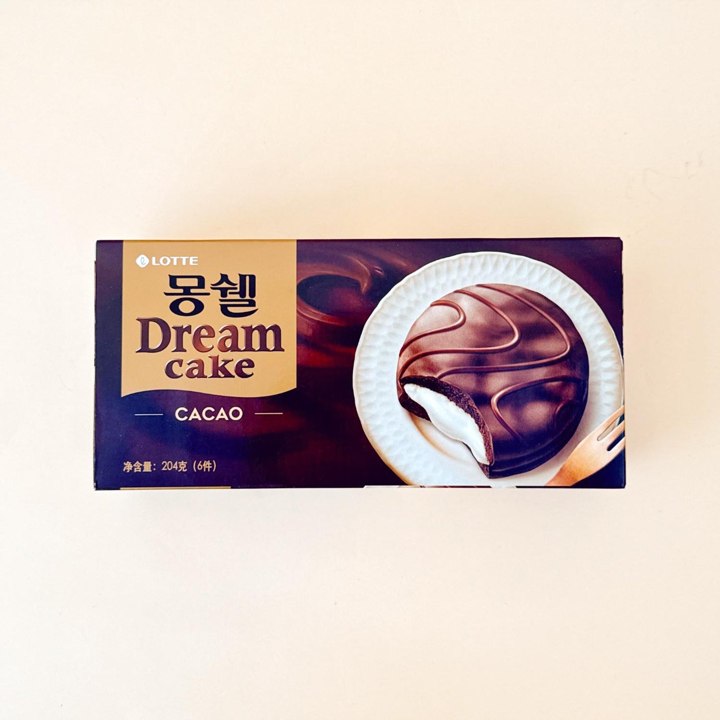 Lotte Dream Snow Cake 204g, 2 flavors | Soft Fluffy Texture, Rich Creamy Flavor, Convenient Snack
