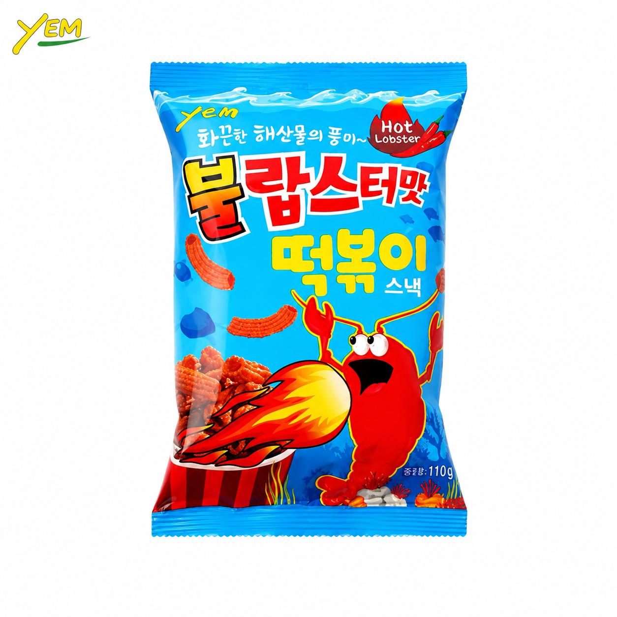 YEM Spicy Lobster Flavor Rice Cake Stick Puffed Snacks 100g | Crispy Crunchy Texture, Spicy Savory Flavor, Convenient Snack