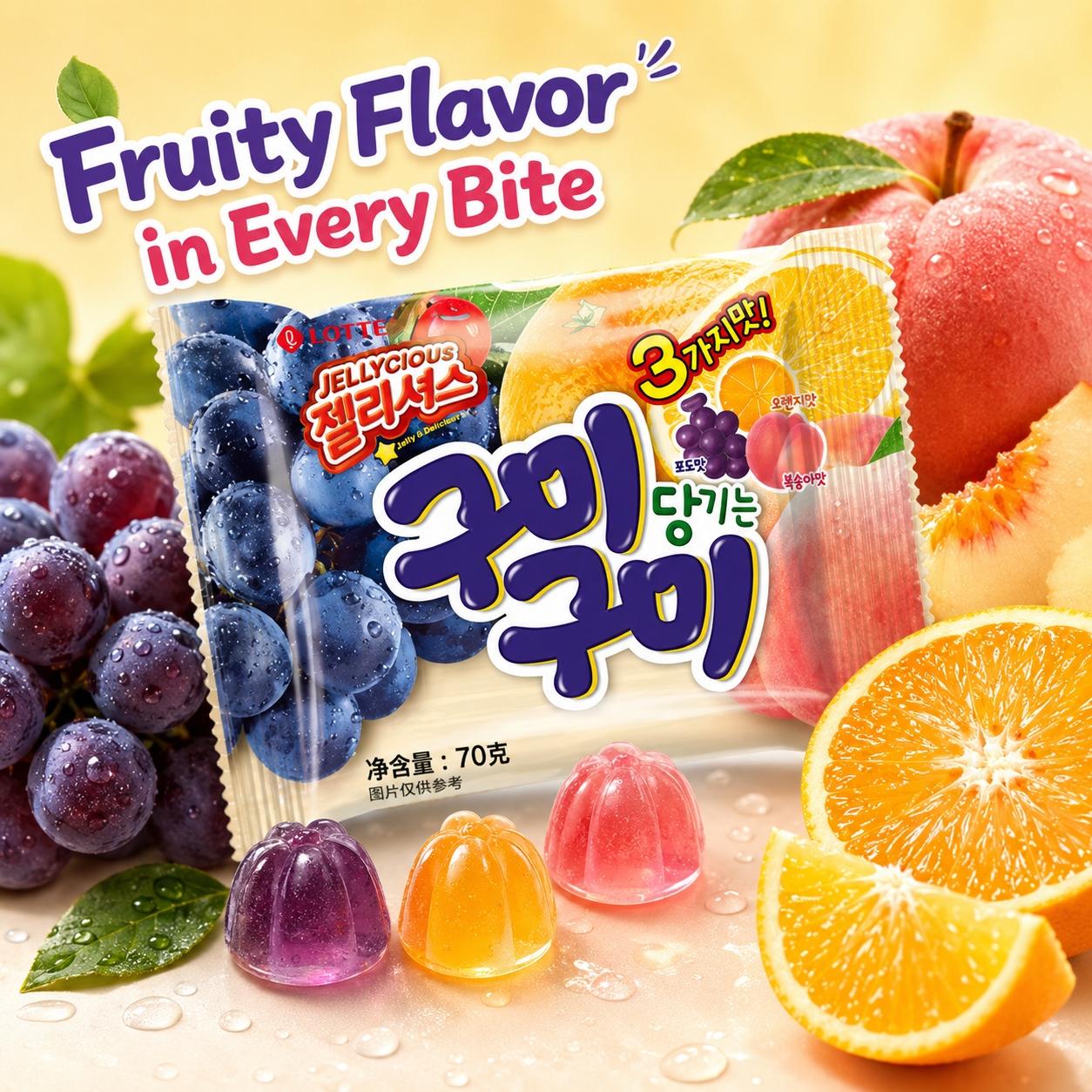Lotte Mixed Fruit Flavored Soft Candies 70g | Rich Mixed Fruit Flavor, Chewy Texture, Convenient Snack