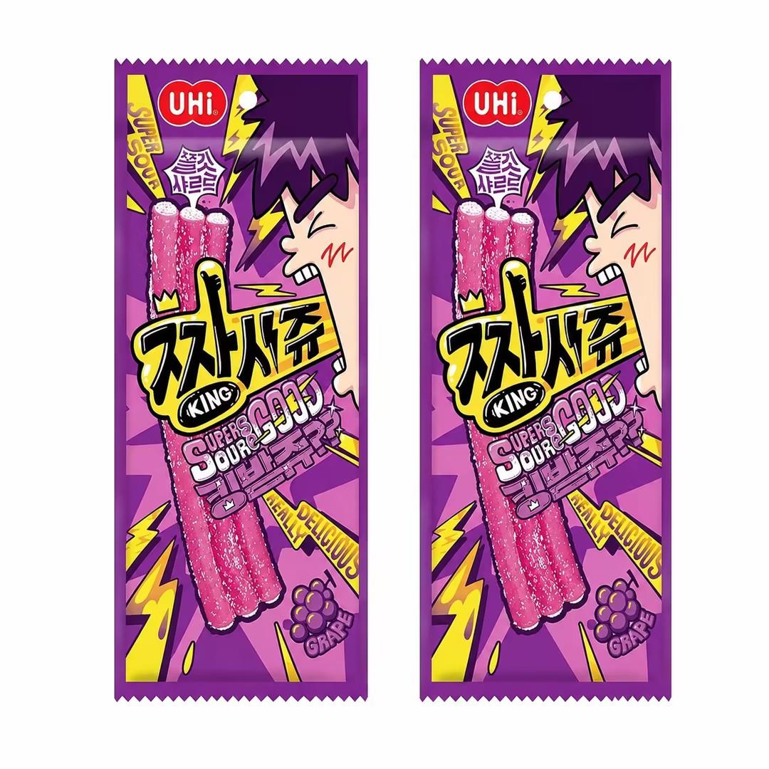 YEM Grape Sour Strip Gummy Candy*6pcs | Tangy sweet grape taste, soft chewy texture, sour outer coating