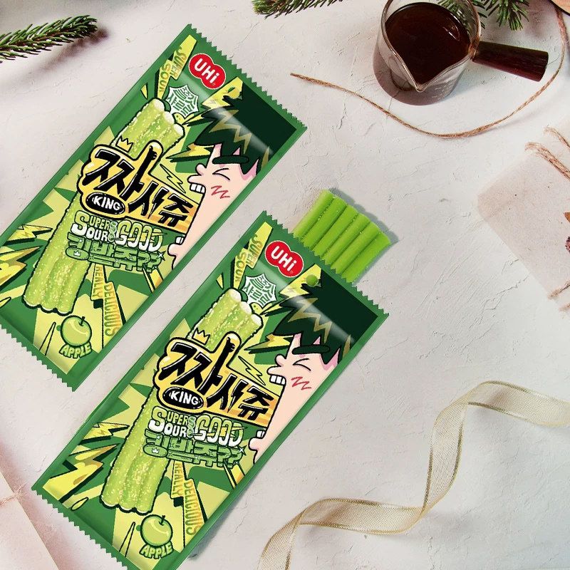 YEM Green Apple Sour Bar Gummies 40g/bag | Sour and sweet green apple flavor, chewy and soft texture, sour icing on the outside