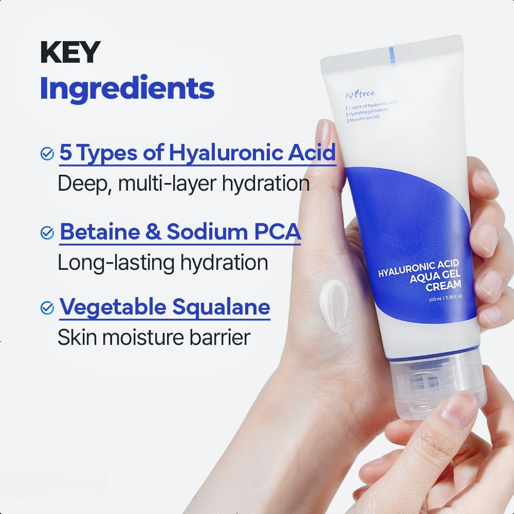 IsNtree Hyaluronic Acid Aqua Gel Cream 100ml, Best for  All Skin Types Especially Oily and Combination Skin