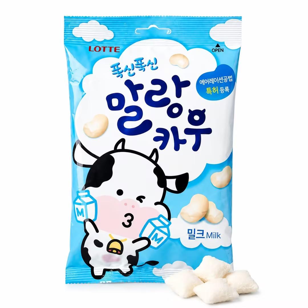 Lotte Milk Cow Milk Flavor Aerated Chewy Candy 63g