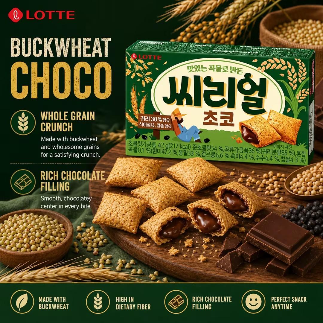 Lotte Buckwheat Compound Chocolate Coated Biscuits 42g